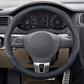 Craedli 14.5-15 Inch Leather Car Steering Wheel Cover, Non-Slip Breathable Auto Steering Wheel Protector Cover, Universal Veh