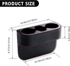 Car Cup Holder, PU Leather Auto Front Seat Organizer, Multifunctional Cup Drink Holders, Gap Filler Storage Box Coin Bucket Console Side Pocket Cell Mobile Phone Holder (Black)
