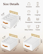 Homsorout Clothes Organizers and Storage - 4/5/7 Grids Fabric Jeans Organizer with Handles, Foldable Closet Organizers Divide