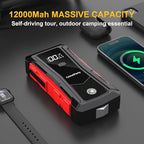 600A Jump Starter -12V Lithium Battery Booster Pack, Portable Jump Box, 12000mAh Power Bank & Jumper Cables - for 4.0L Gas and 2.0L Diesel Engines. Suitable for Car/SUV, Motorcycles, Trucks, Yacht