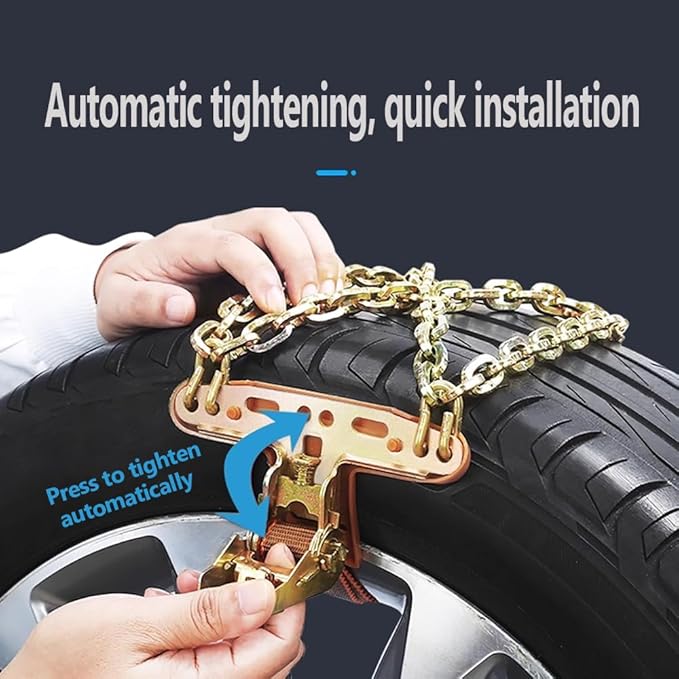 Snow Chains, Snow Tire Chains for Car SUV Pickup Trucks, Adjustable Universal Emergency Thickening Anti-skid Traction Chains,