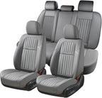 Coverado Car Seat Covers Full Set, Gray Car Seat Cover, Seat Covers for Cars, Waterproof Car Seat Protector, 5 Pieces Nappa C