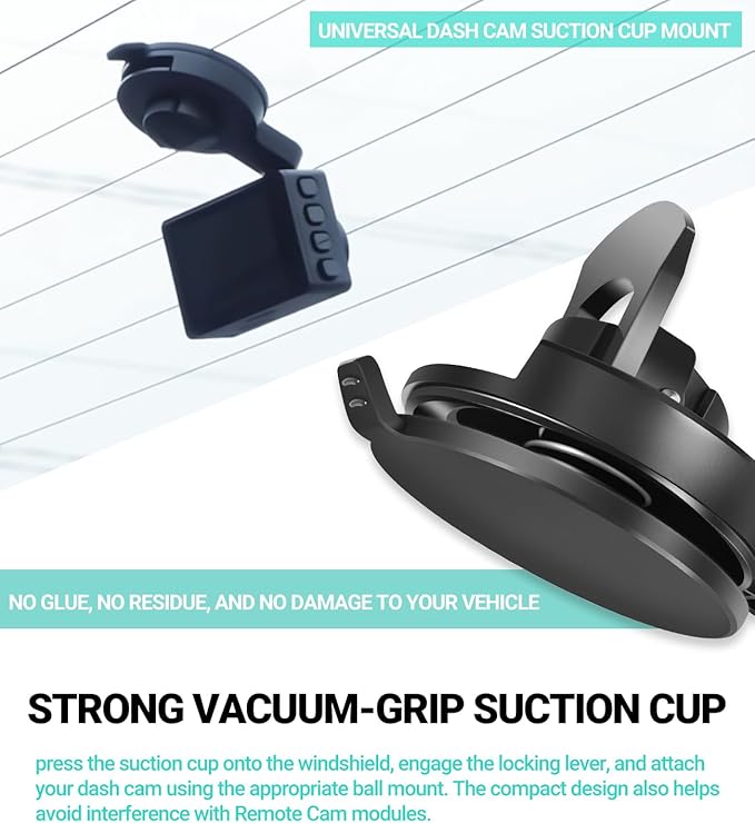 Universal Dash Cam Suction Cup Mount for Garmin Dash Cam 47/57/67W, Mini Series, Tandem, X-Series & Speak Series, 010-12530-25