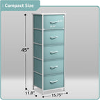 Sorbus Fabric Dresser for Kids Bedroom - Chest of 5 Drawers, Tall Storage Tower, Clothing Organizer, for Closet, for Playroom
