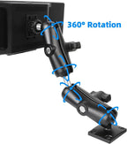 Extended Dual Arm Car Mount for CarPlay Screen - Aluminum Alloy Arm & AMPS Square Plate Base, Drill CarPlay Mount for Truck Vehicle