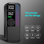 Tire Inflator Portable Air Compressor, 150 PSI Cordless Air Pump, Dual Power 6000mAh, 12V DC Car Plug, Fast Inflation 24L/Min, Auto Shut-Off, LED Light, 4 Preset Modes for Car, Bike, Motorcycle, Balls