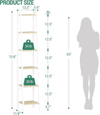 Hzuaneri Ladder Shelf, Bookshelf Bookcase, Freestanding Corner Storage Shelve with 2 Hooks for Home Office, Living Room, Kitc