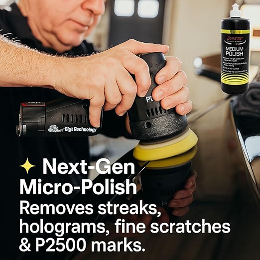 Jescar Medium Polish - 8oz - Professional-Grade Polishing Compound for Scratch Removal and Swirl Correction – High Gloss Finish, Removes 2500 grit Sanding Marks, Silicone-Free.