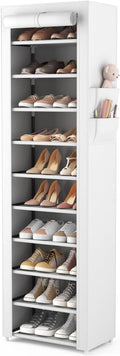 VTRIN Vertical Narrow Shoe Rack Organizer Tall Shoe Rack for Closet Entryway 10 Tier Non-Woven Cover Shoe Shelf Holds 20-22 P