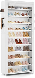 VTRIN Vertical Narrow Shoe Rack Organizer Tall Shoe Rack for Closet Entryway 10 Tier Non-Woven Cover Shoe Shelf Holds 36-41 P