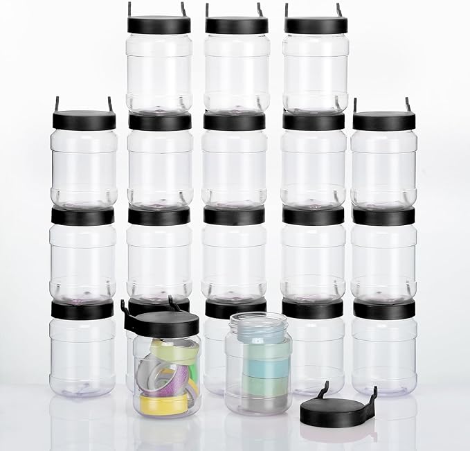 Unittype 20 Set Pegboard Organizer Accessories Peg Boards Jars with Lids Plastic Pegboards Bins Storage Containers Clear Peg 