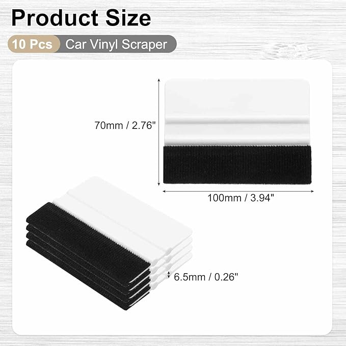 HARFINGTON 10pcs Car Vinyl Scraper 4inch Vinyl Squeegee Felt Edge Squeegee Tool for Car Window Tint Wallpaper Decal Sticker Installation Crafts Car Wrap Paste, White