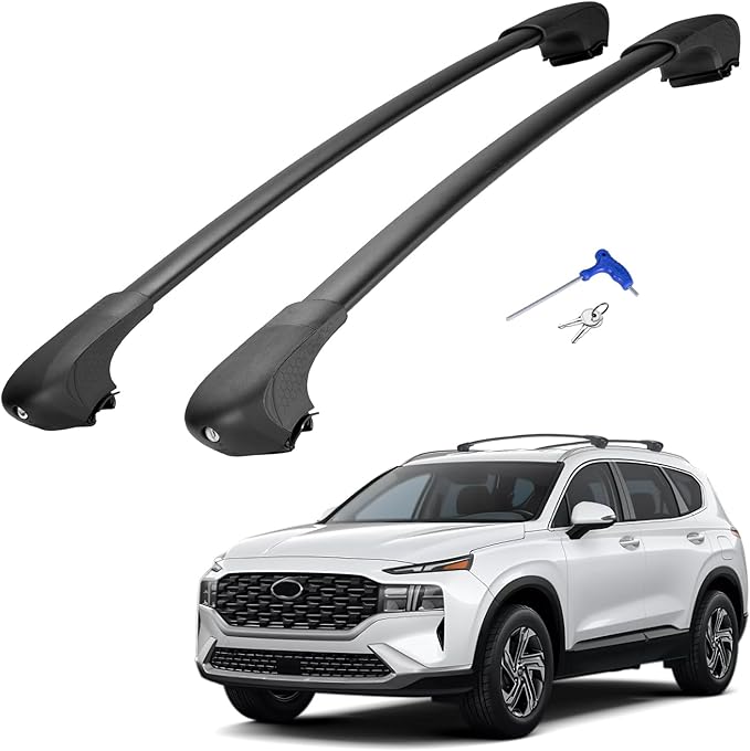 JOYTUTUS 220lbs Lockable Roof Rack Cross Bars Compatible with Hyundai Santa Fe 2019-2023, Heavy Duty Aluminum Car Crossbar for Roof Basket Cargo Bag Kayak Bike Skiboard Luggage Rack