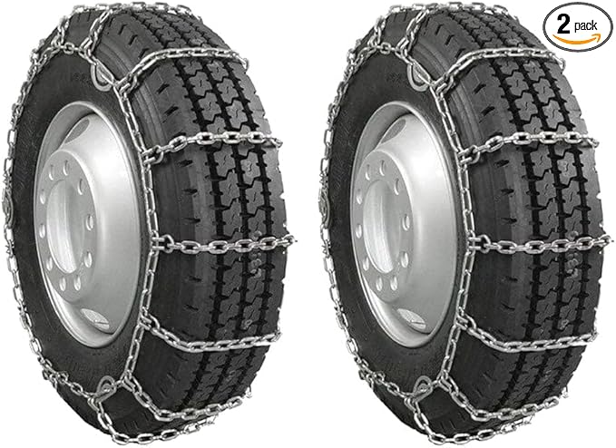 Mytee Products 2 Pair CAM Square Link Snow Tire Chain Compatible w/ 24.5" Rim Diameter & 11" Wide Car Pickup Low-duty Trucks 