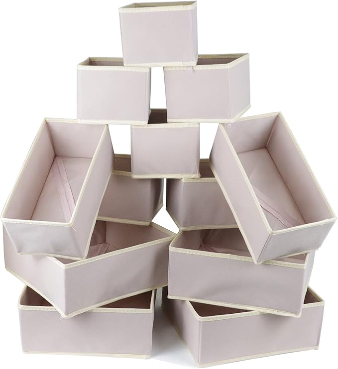 Fordonral 12 Pack Drawer Organizer Clothes, Foldable Fabric Dresser Organizer Closet Organizers and Storage Box for Underwear