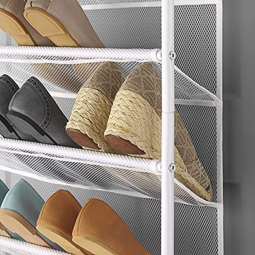 Whitmor 36 Pair Over The Door Shoe Organizer, 12 Tier Hanging Shoe Organizer, Heavy Duty Metal & Mesh Shoe Holder, Hanging Sh