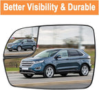 Senzeal Driver Side Heated Mirror Glass Replacement with Blind Spot Mirror for Ford Edge 2015 2016 2017 2018 (Left Side)