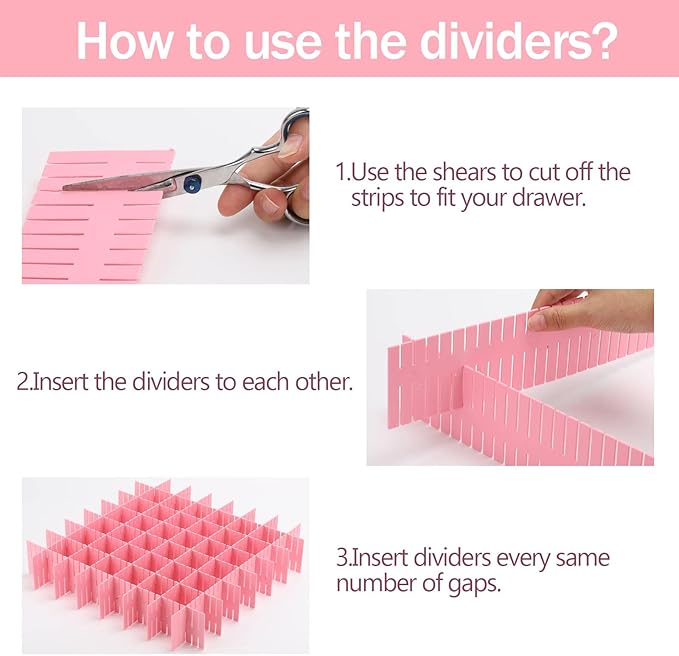 acDesign 40Pcs Grid Drawer Dividers, Adjustable Drawer Organizer for Socks, Underwear, Lingerie, Makeup, Bedroom Office Kitch