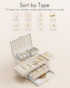 Vlando 4 Layers Jewelry Box - Women Jewelry Box with Retractable Tray - Jewelry Organizer with Drawer for Necklaces, Rings, B
