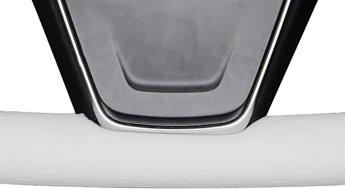 MEWANT Hand Stitched White Leather Steering Wheel Cover Wrap for Tesla Model S 2021-2023 / Model X 2021-2023 Steering Wheel Accessories