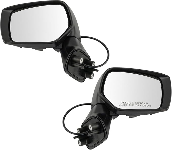 TRQ Driver & Passenger Side Power Mirror Set Paint to Match Smooth Black Without Heat Compatible with 2015-2017 Subaru Legacy