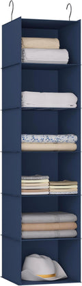 Hanging Closet Organizer and Storage 6-Shelf, Easy Mount Foldable Hanging Closet Wardrobe Shelves, Clothes Handbag Shoes Acce
