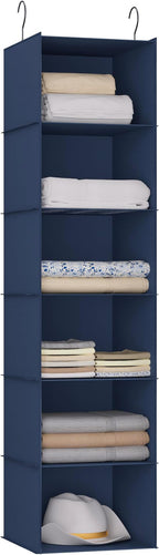 Hanging Closet Organizer and Storage 6-Shelf, Easy Mount Foldable Hanging Closet Wardrobe Shelves, Clothes Handbag Shoes Acce