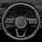 Car Steering Wheel Cover Fusion Carbon Fiber Premium Leather Non-Slip, Breathable, Trendy Accessories with Car Logo,for Accessories (Old-Old)