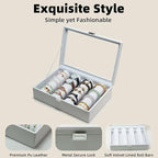 Bracelets Organizer Rods Bangles Display Holder, Clear See through Lid Leather Velvet Jewelry Storage Box Case for Women, 4 R