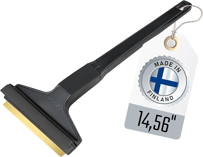 Car Brass Ice Scraper Long Handle Ice Scraper Brass Blade 14,5 inch Ice Scraper for Car Snow Scraper Ice Scrapers for Car Windshield Original Murska from Europe (L&P A055 Black Gray)