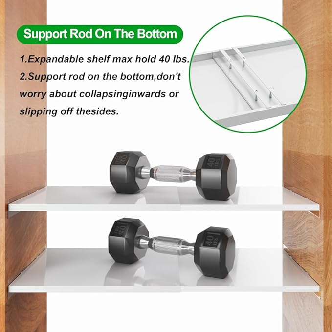 Slideep Closet Shelf Expandable Closet Organizer, Heavy Duty Adjustable Clothes Hanger Rack, DIY Space Saver Layered Separato