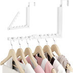 BAKON Over The Door Hanger Folding Clothes Drying Rack, Double Fold Hanging Door Hooks Coat Rack for Indoor Laundry Room Comp