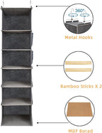 2 Packs Hanging Closet Organizer, 6-Shelf Closet Organizers and Storage with Side Pockets, Collapsible Hanging Shelves for Cl