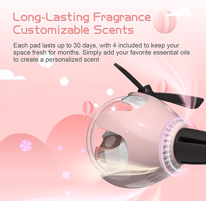 Pink Kitty Car Air Freshener with 6-Color Auto Light Up & 4pcs Scented Tablets – Subtle Fragrance, Decorative Auto Accessorie