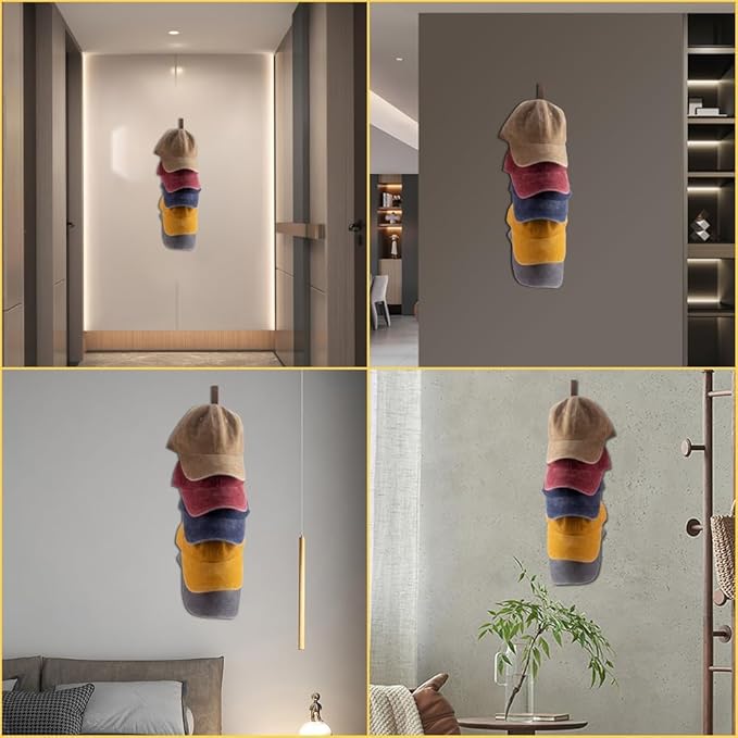 3 Pcs Hat Rack for Baseball Caps, Wall Mounted Wooden Hat Storage Organizer Hanger, Wall Vertical Hat Holder Caps Display Rac