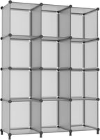 AWTATOS Cube Storage Organizer Closet Storage Cubes Shelves Bookshelf Clothes Organizer DIY Plastic 12 Cube Shelves for Home,