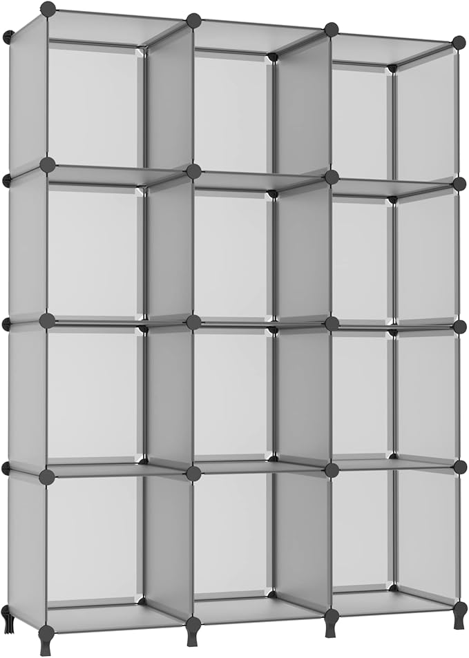 AWTATOS Cube Storage Organizer Closet Storage Cubes Shelves Bookshelf Clothes Organizer DIY Plastic 12 Cube Shelves for Home,