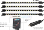 LEDGlow 4pc Blue LED Interior Footwell Underdash Neon Lighting Kit for Cars & Trucks - 7 Unique Patterns - Music Mode - 8 Brightness Levels - Auto Illumination - Includes Cigarette Power Adapter