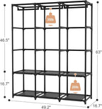Wardrobe Closet Portable Closets for Hanging Clothes Large Capacity Clothes Rack with Cover, 3 Hanging Rods, 6 Shelves and 8 