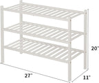 ROMGUAR CRAFT 3 Tier Bamboo Shoe Rack for Closet Free Standing Wood Shoe Shelf Storage Organizer for Entryway Small Space Sta