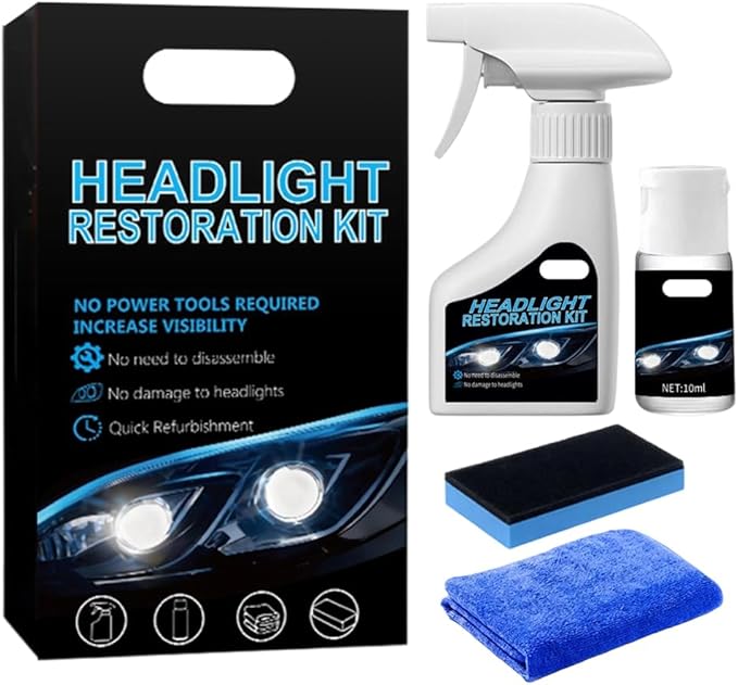 Automotive Headlight Restoration Kit,2026 New Coating Headlight Cleaner for Cars Trucks Motorcycles & RVs - Restore Yellowing