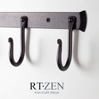 RTZEN Wall Mount Hook Set - Wrought Iron Decorative Rustic Metal Coat Hooks for Hanging - Handcrafted Classic Farmhouse Wall 