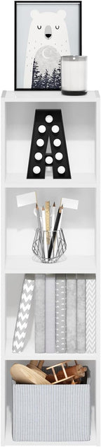 Furinno PASIR Book Shelf, 4-Tier Bookcase, Modern Standing Bookshelf, Open Storage Shelf, 9 x 12 x 42 Inches, for Home Office
