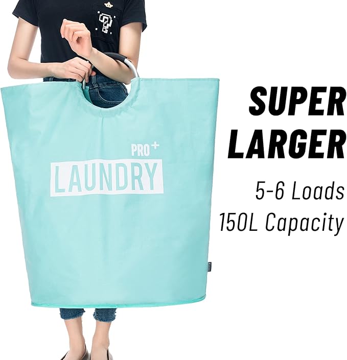 Caroeas Super Large 150L Laundry Hamper Pro, Waterproof Laundry Basket, Clothes Hamper Stands Up Well, Laundry Bag with Padde