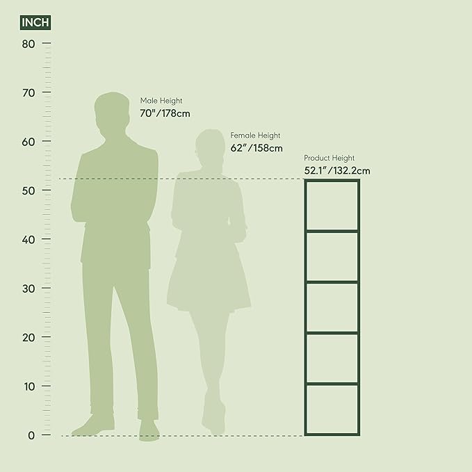Furinno PASIR Book Shelf, 5-Tier Modern Bookshelf, Open Shelves Bookcase, 9 x 12 x 52, for Living Room, Bedroom, Home Office,