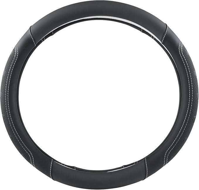 GIANT PANDA Car Steering Wheel Cover for Ford - F150 F250 F350 Expedition, (15.5-16 inches - Black+Gray Line)