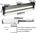 Pull Out Clothes Rail Extendable Pull Out Closet Rod - Wardrobe Pull-Out Trousers Rack, Adjustable 30-80Cm Wardrobe Rail Clot