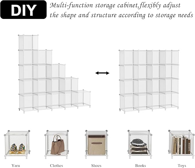 AWTATOS Cube Storage Organizer, 16 Cube Closet Organizers and Storage Shelves, DIY Stackable Bookshelf for Bedroom, Home, Tra