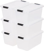 IRIS USA 6-Pack Clip Box with Latching Lids, 13 Quart Craft Storage Bins, Art & Writing Supply Containers for Home, Office & 