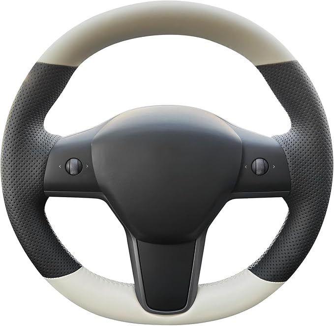 MEWANT Hand Stitched Steering Wheel Cover for Tesla Model 3 2017-2023 / Model Y 2020-2023 for Tesla Model 3/Y Accessories